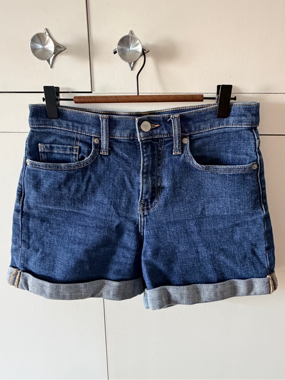 Banana Republic Dark Blue Rolled-Hem Denim Shorts